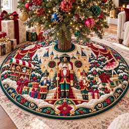 Royal Christmas Village Quilted Tree Skirt