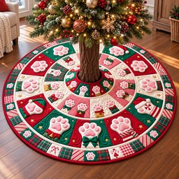 Festive Christmas Paws Quilted Tree Skirt