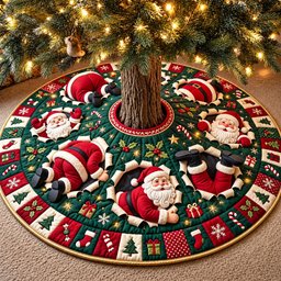 Christmas Santa Quilted Tree Skirt