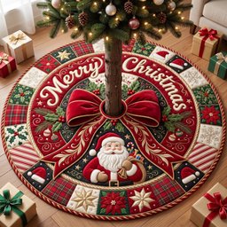 Merry Christmas Quilted Tree Skirt