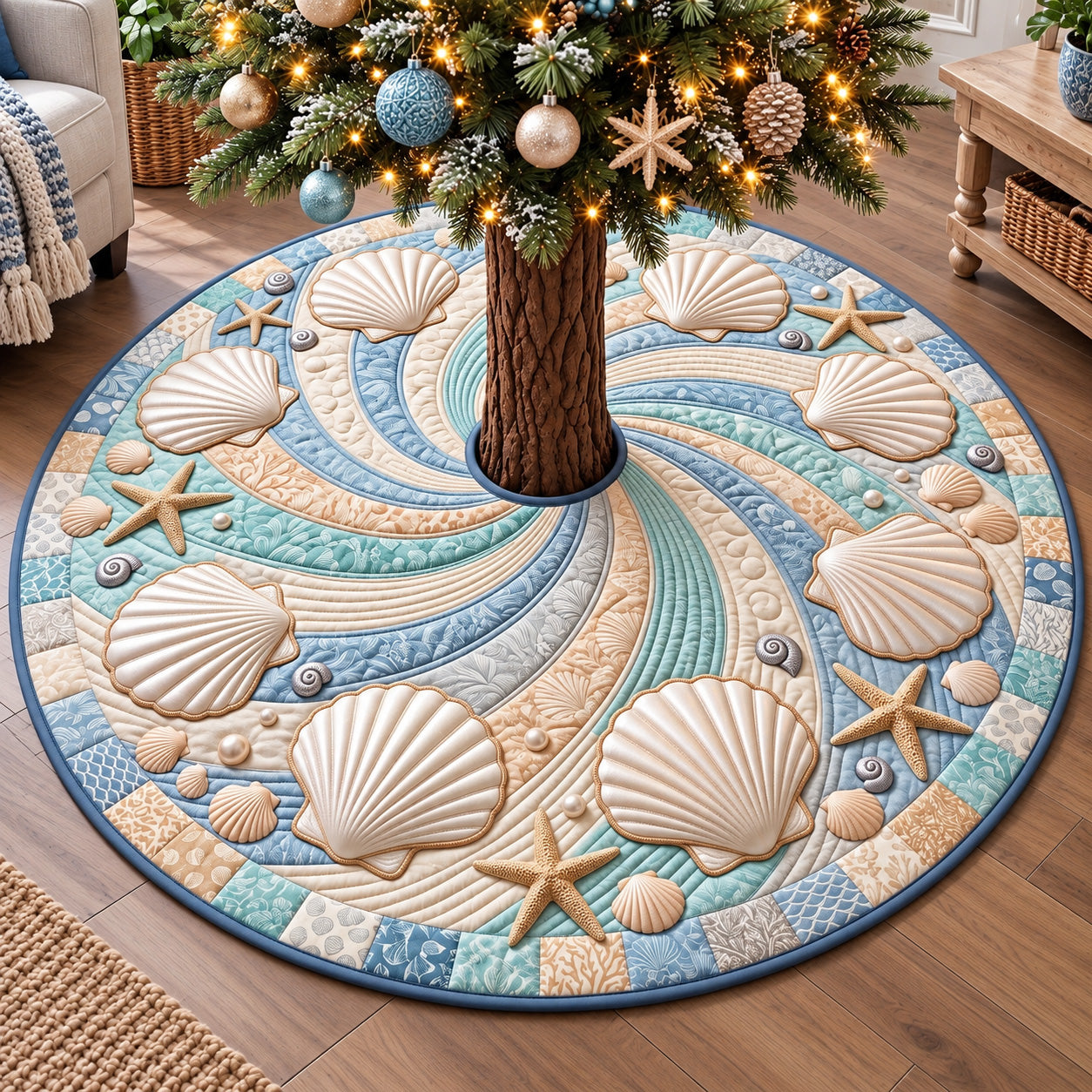 Coastal Whisper Quilted Tree Skirt