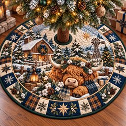 Highland Farmhouse Noel Quilted Tree Skirt