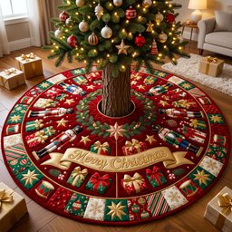 Merry Christmas Quilted Tree Skirt