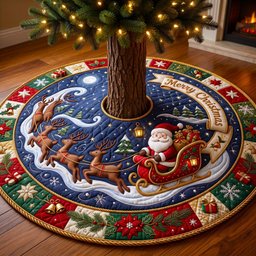 Merry Christmas Quilted Tree Skirt