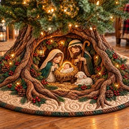 Nativity Scene Quilted Tree Skirt