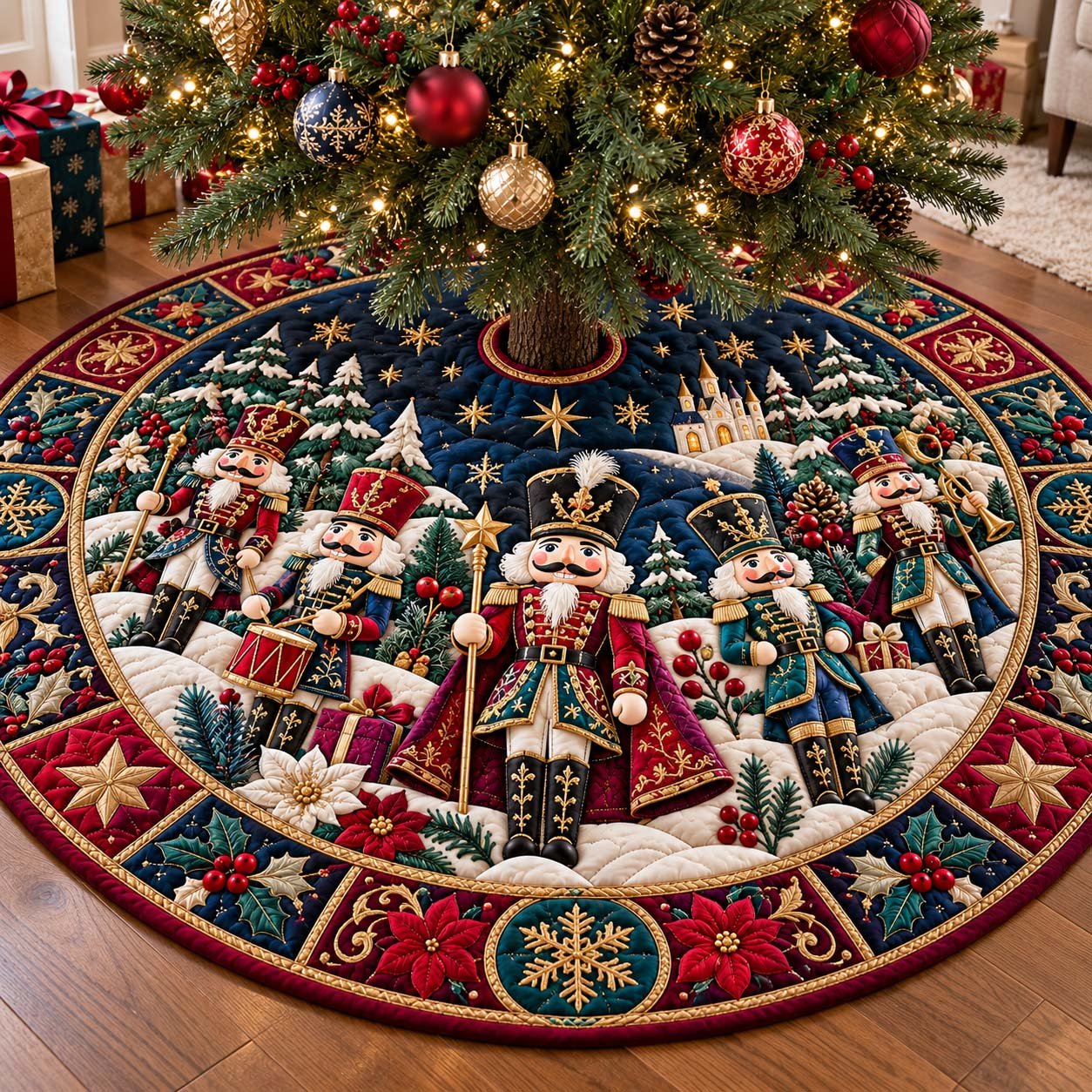 Nutcracker Winter Parade Quilted Tree Skirt
