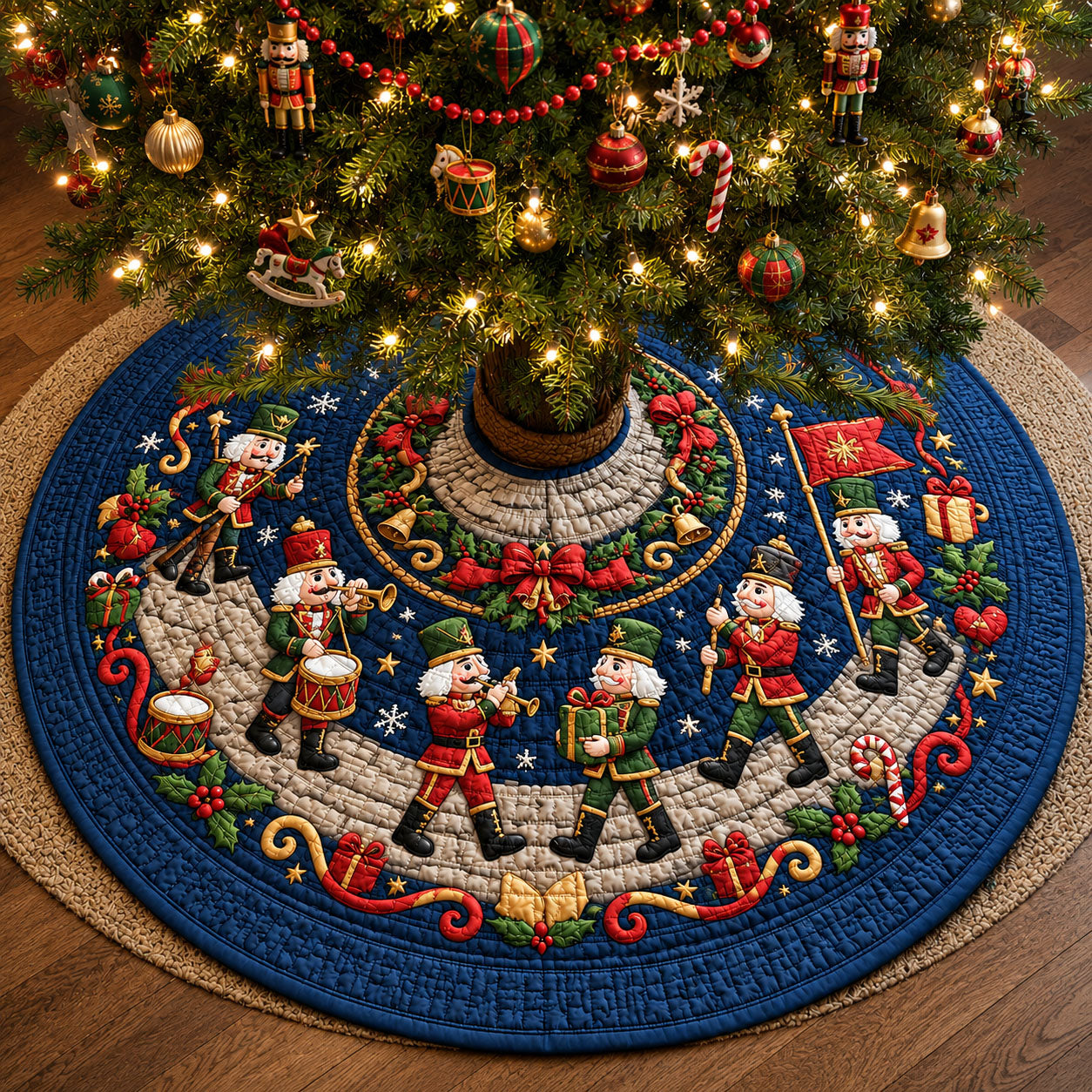 Nutcracker Holiday Parade Quilted Tree Skirt