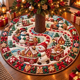 Snowman Sweet Delivery Quilted Tree Skirt