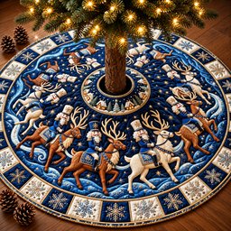 Reindeer Dance Quilted Tree Skirt