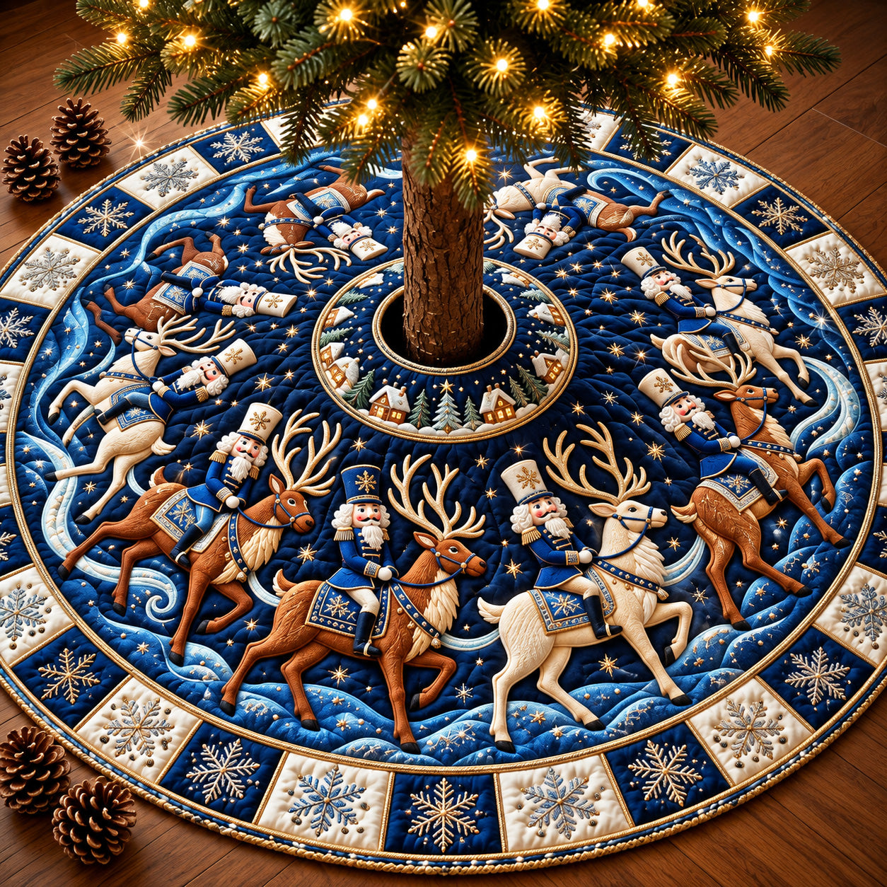 Reindeer Dance Quilted Tree Skirt