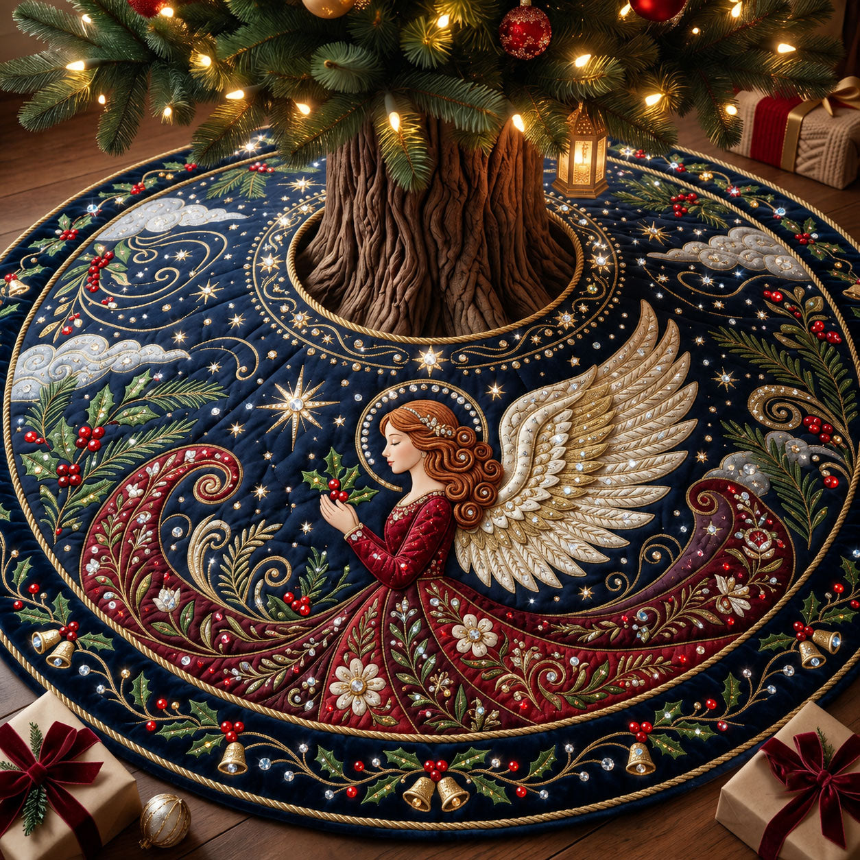 Jeweled Angel Quilted Tree Skirt