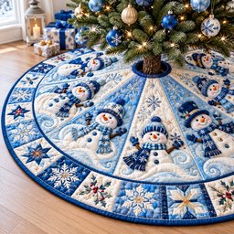 Snowman Frostlight Dreams Quilted Tree Skirt