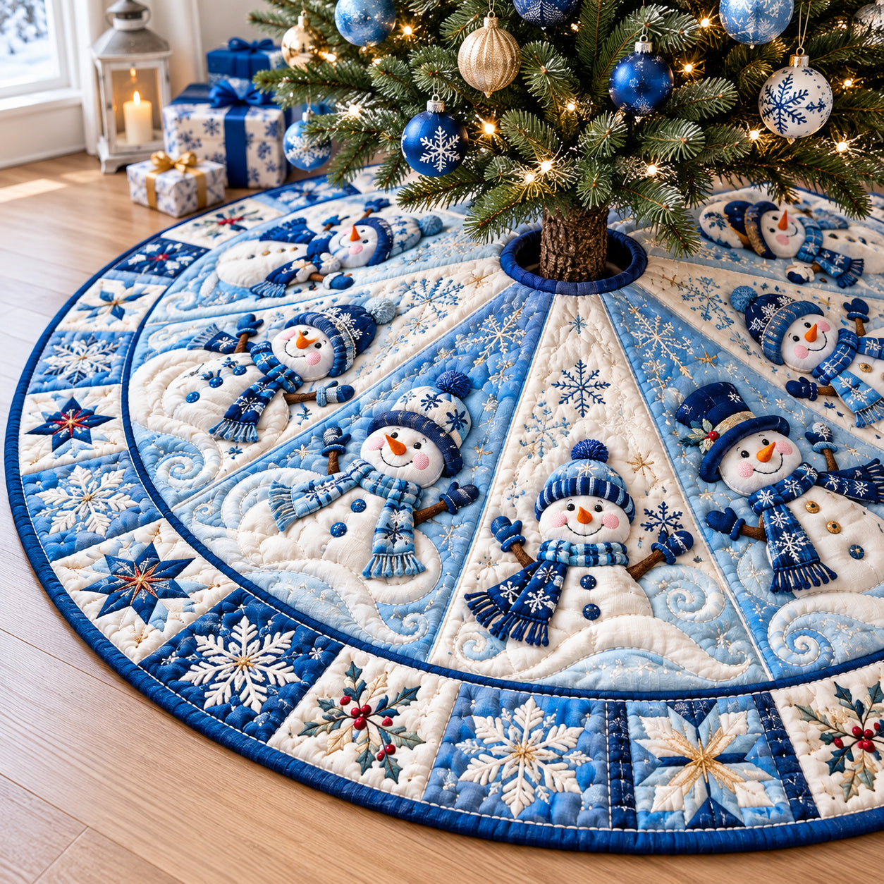 Snowman Frostlight Dreams Quilted Tree Skirt