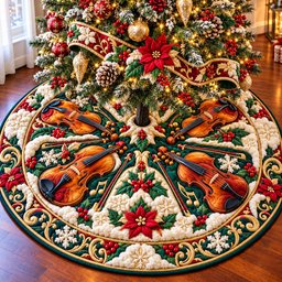Golden Harp Christmas Quilted Tree Skirt