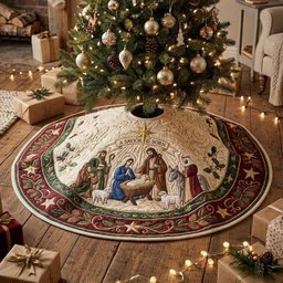 Nativity Scene Quilted Tree Skirt