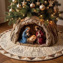 Nativity Scene Quilted Tree Skirt