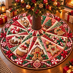 Christmas Cookie Pinwheel Quilted Tree Skirt