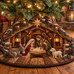 Nativity Scene Quilted Tree Skirt
