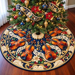 Christmas Brass Symphony Quilted Tree Skirt