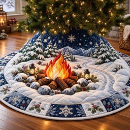 Winter Campfire Quilted Tree Skirt