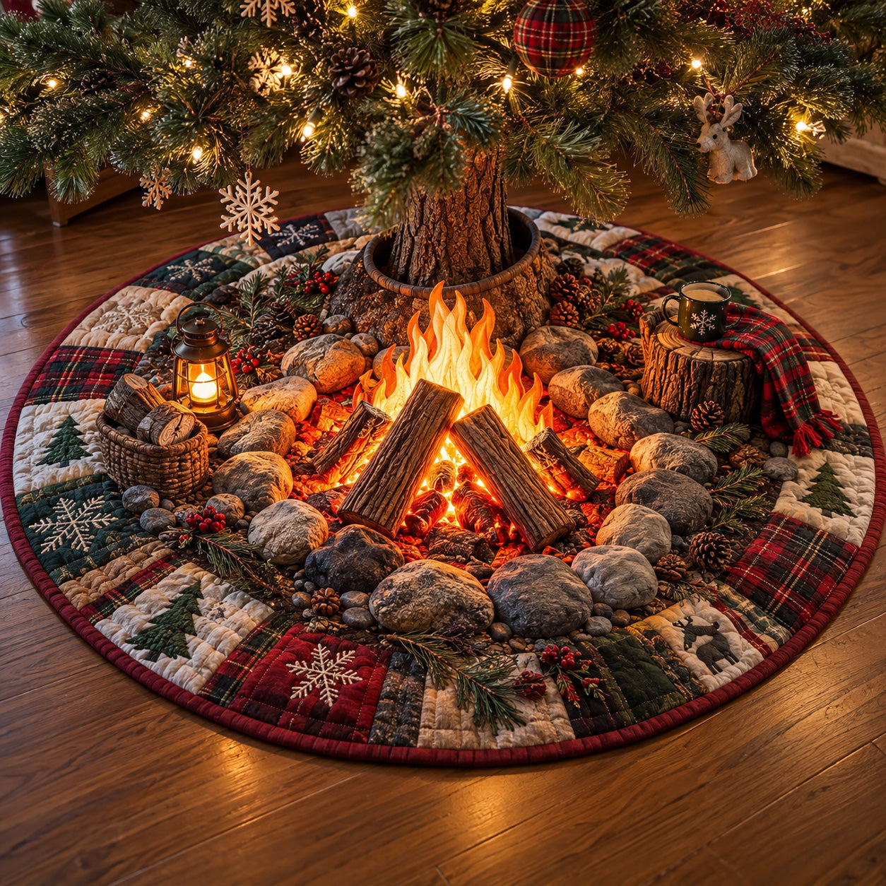 Rustic Campfire Quilted Tree Skirt