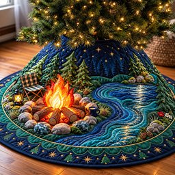 Campfire River Quilted Tree Skirt