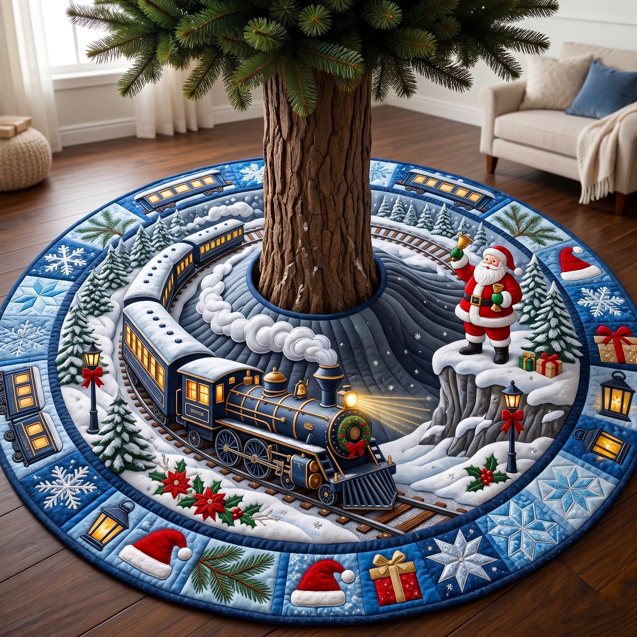 Holiday Express Quilted Tree Skirt