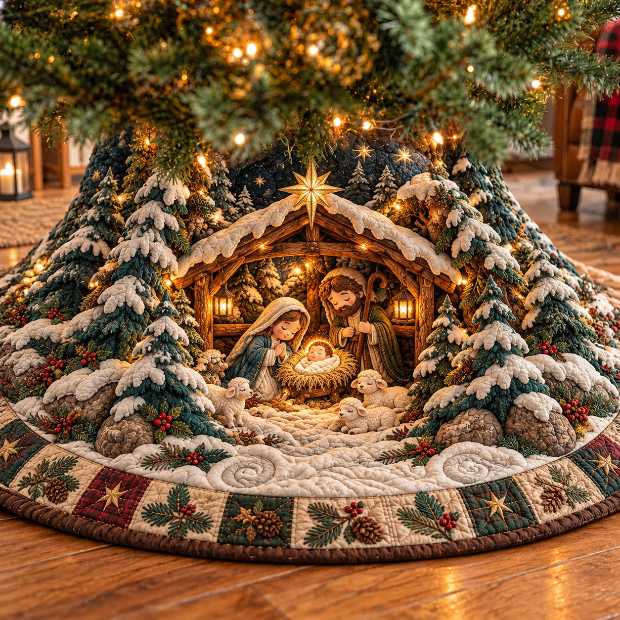 Nativity Scene Quilted Tree Skirt