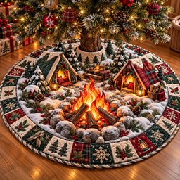 Christmas Campfire Quilted Tree Skirt