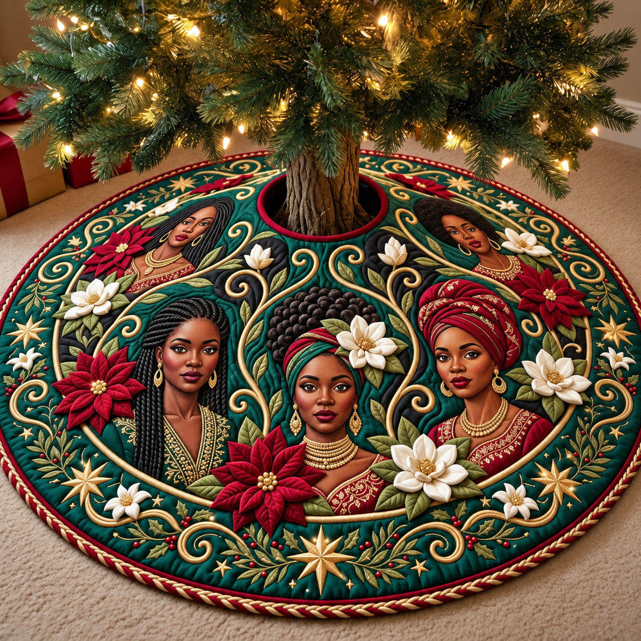 Christmas Sisterhood Quilted Tree Skirt