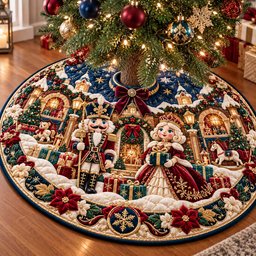 Nutcracker Toy Workshop Quilted Tree Skirt