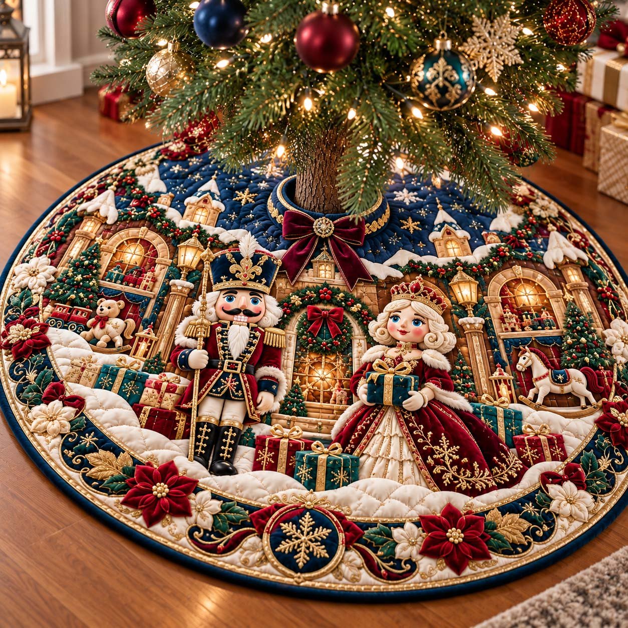 Nutcracker Toy Workshop Quilted Tree Skirt
