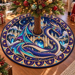 Celestial Dragon Palace Quilted Tree Skirt