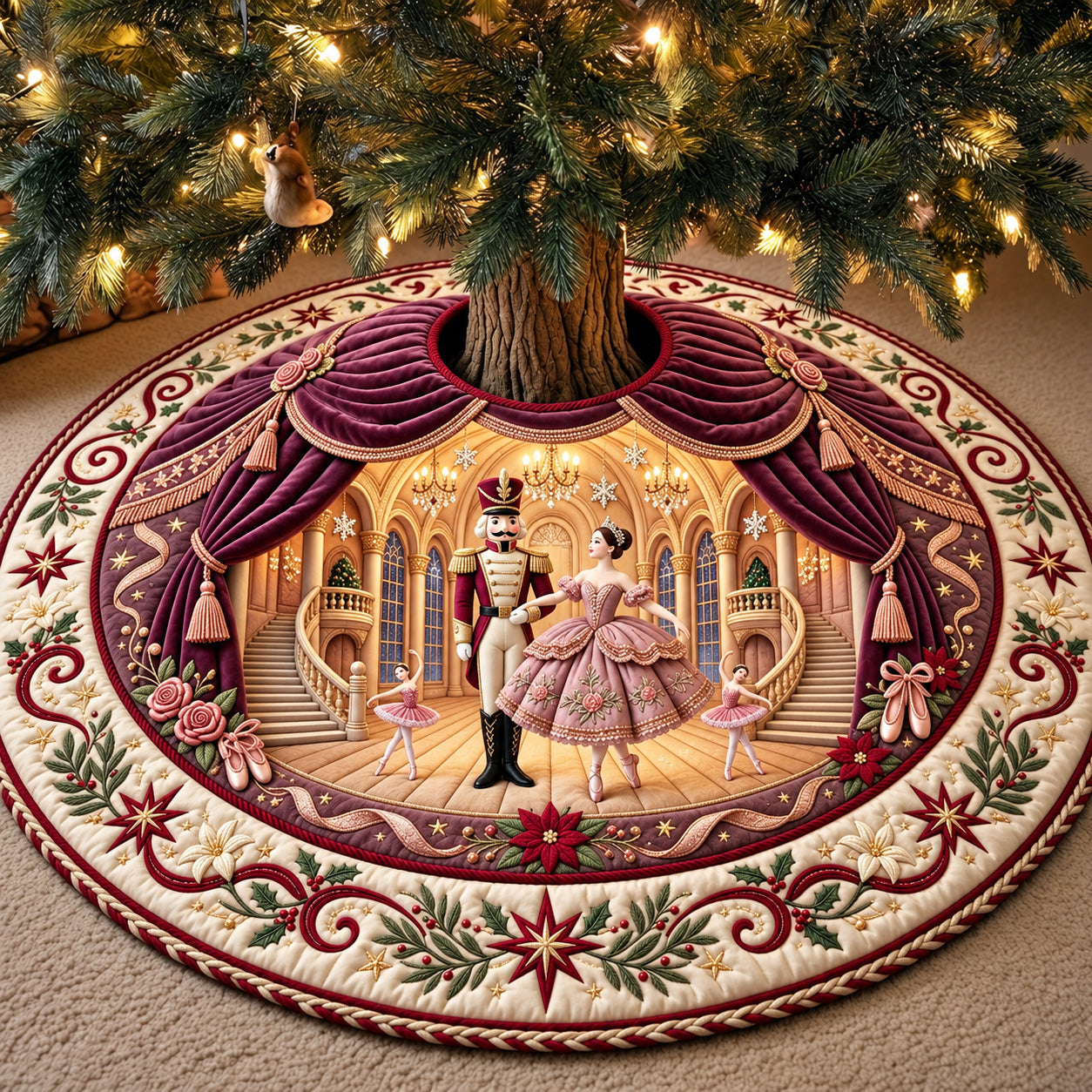Nutcracker Ballet Quilted Tree Skirt