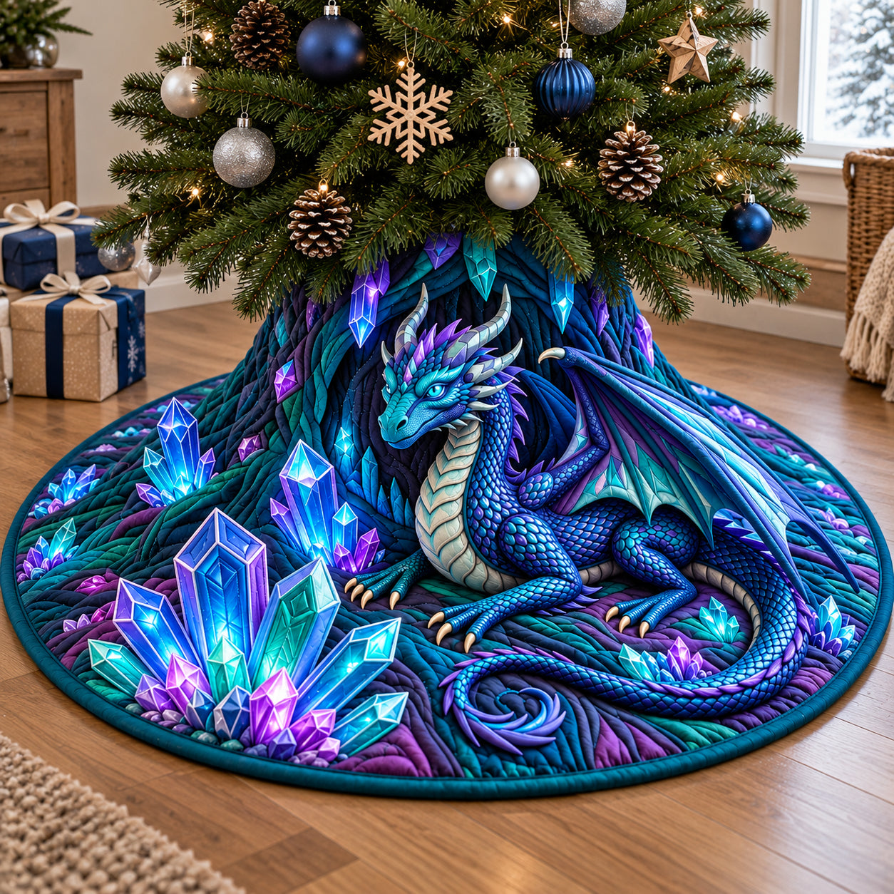 Crystal Cave Dragon Quilted Tree Skirt