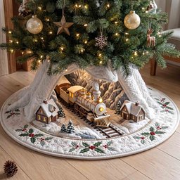 Holiday Express Quilted Tree Skirt