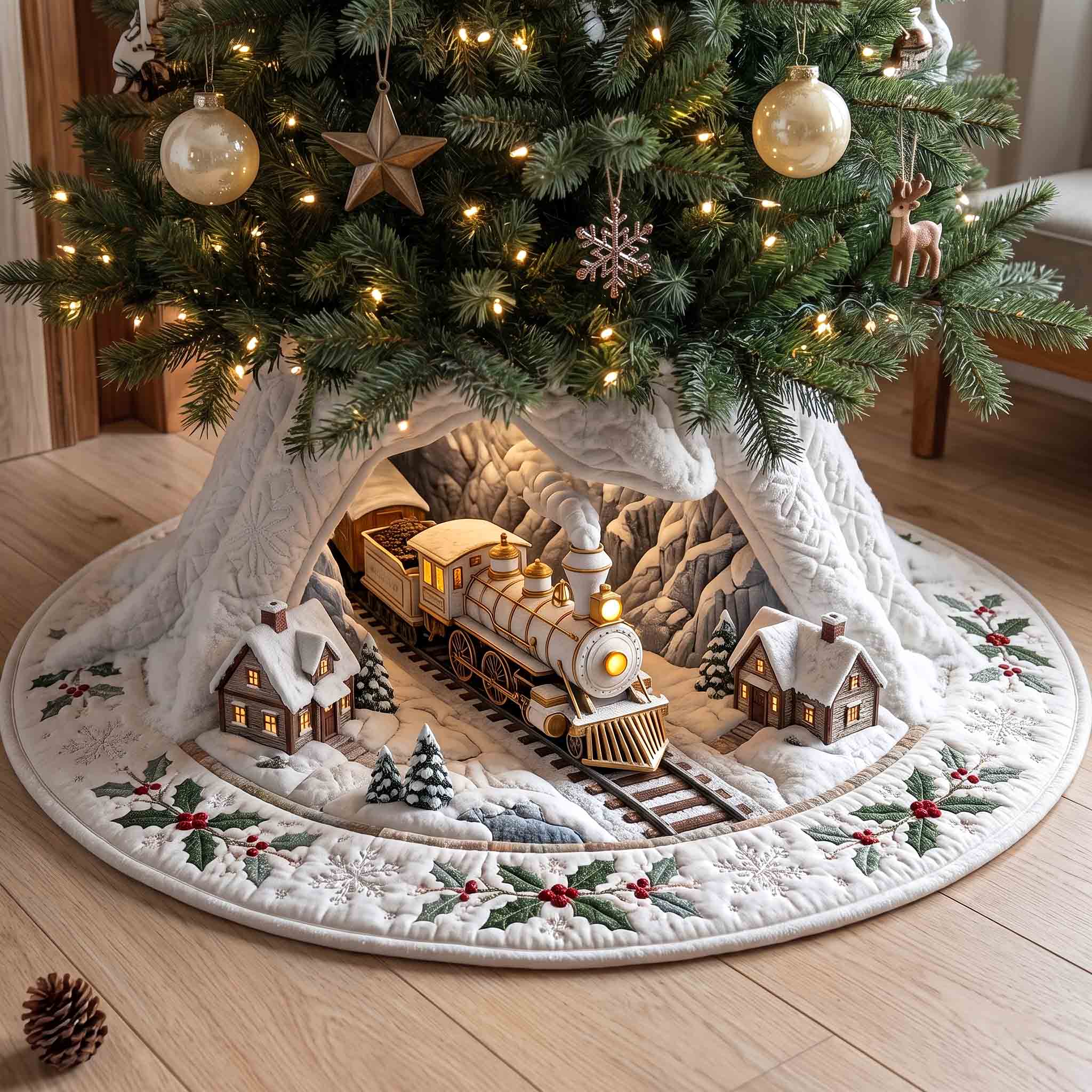 Holiday Express Quilted Tree Skirt