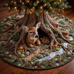 Deer Haven Quilted Tree Skirt