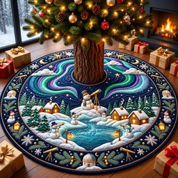 Snowman Observatory Quilted Tree Skirt