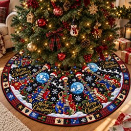 Rockin Christmas Night Quilted Tree Skirt