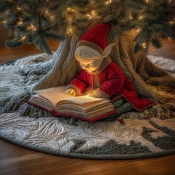 Reading Elf Quilted Tree Skirt