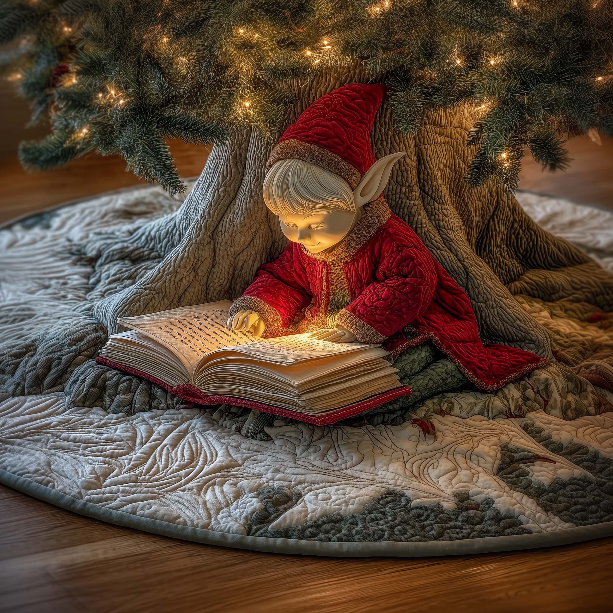 Reading Elf Quilted Tree Skirt