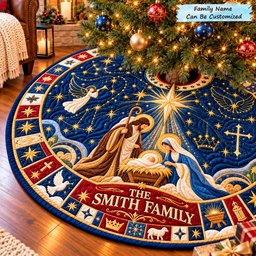Personalized Nativity Heavenly Grace Quilted Tree Skirt QTCUZ