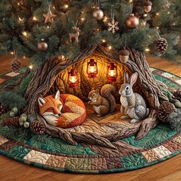 Woodland Dens Quilted Tree Skirt
