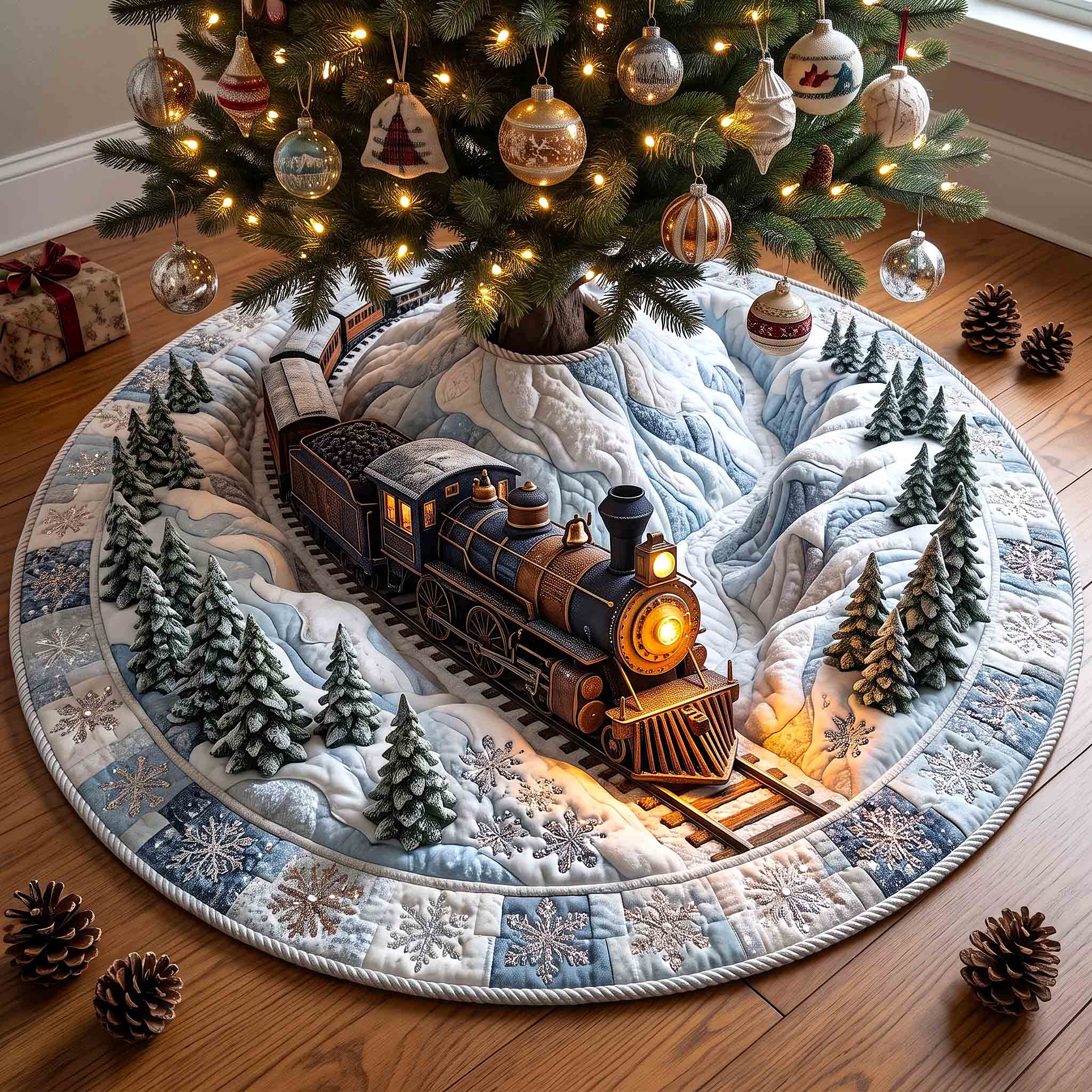 Holiday Express Quilted Tree Skirt