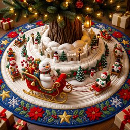 Christmas Snowman Quilted Tree Skirt