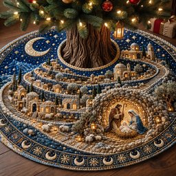 Angels Over Bethlehem Quilted Tree Skirt