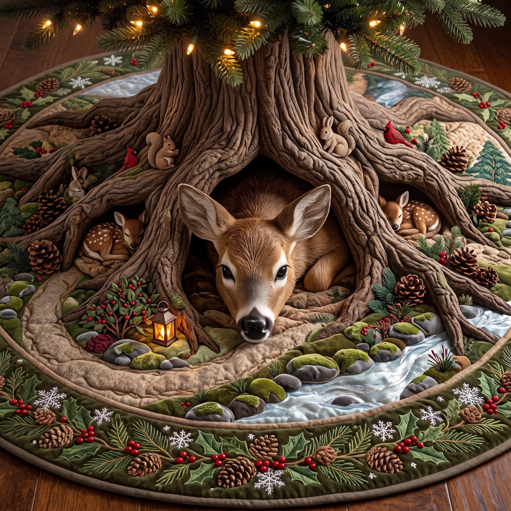 Forest Burrow Quilted Tree Skirt