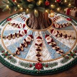 Festive Crochet Quilted Tree Skirt