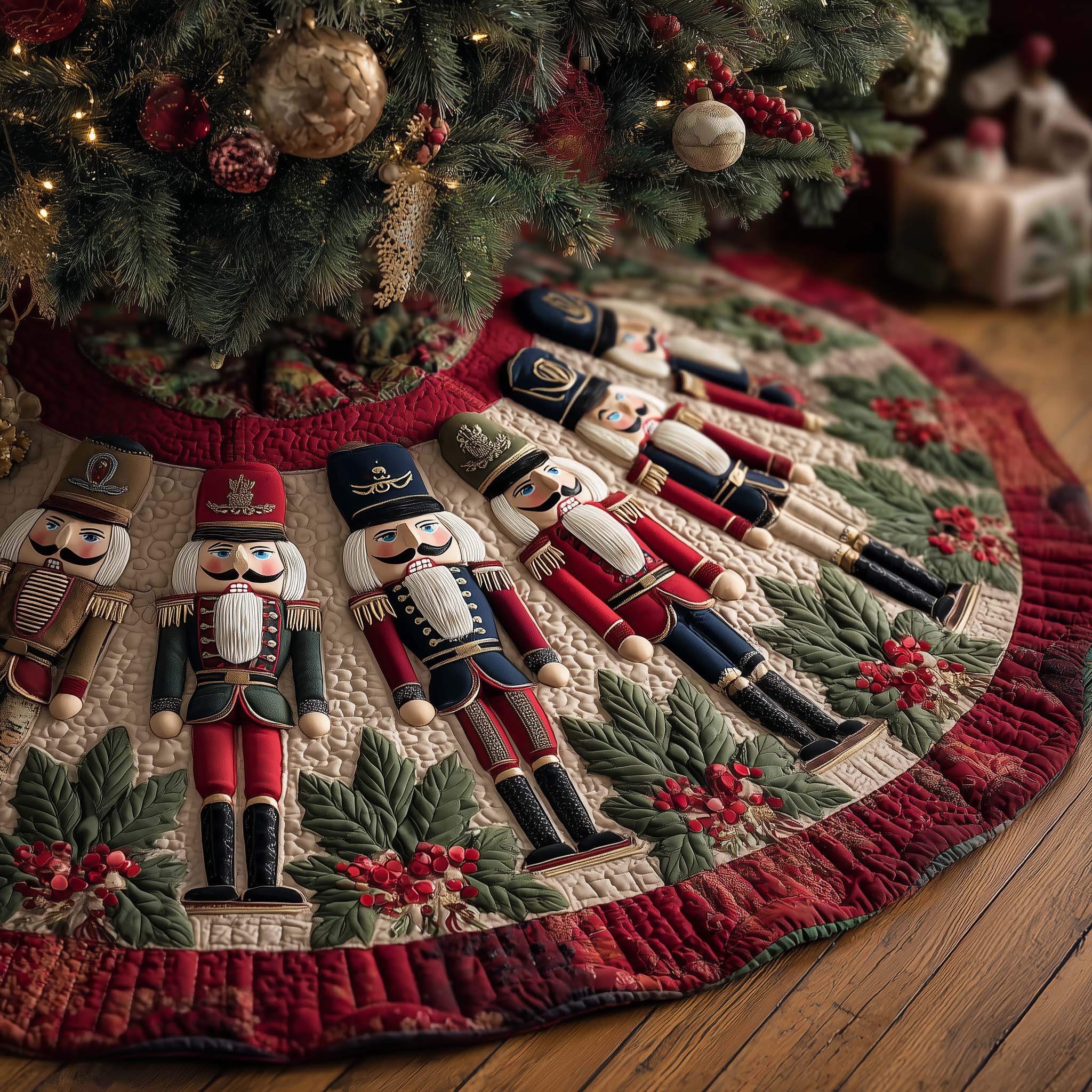 Nutcracker Parade Quilted Tree Skirt